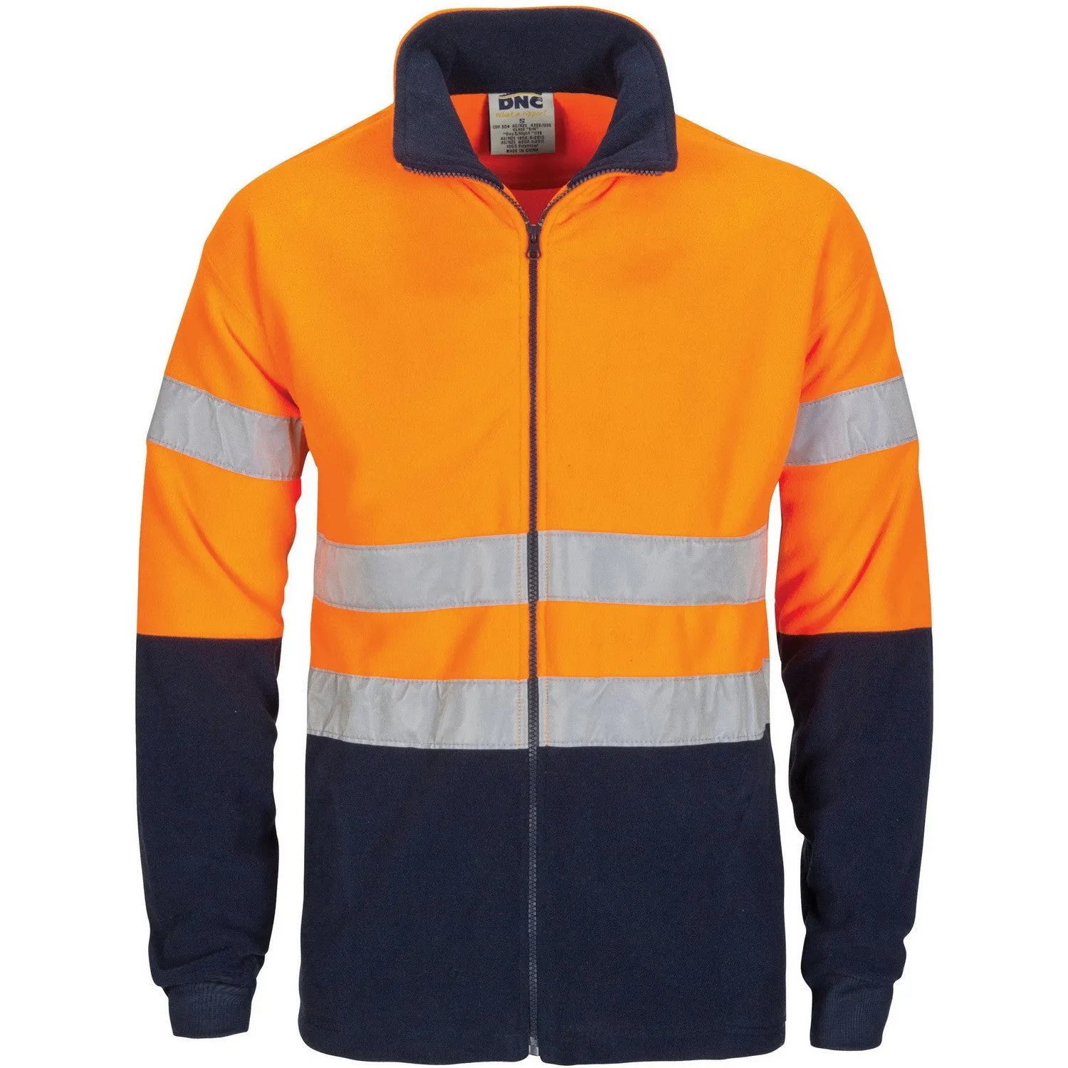 HiVis two tone full zip polar fleece with generic R/Tape