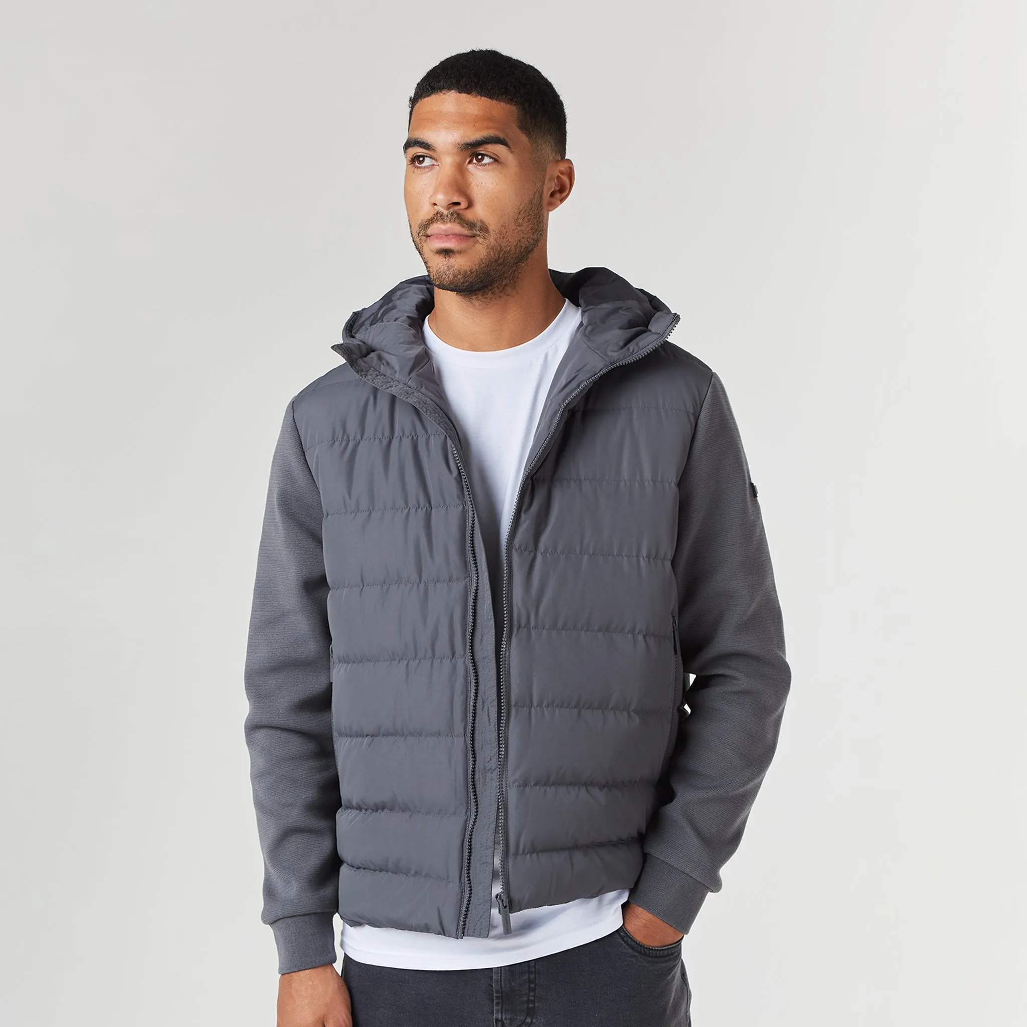 Hooded Hybrid Jacket | Charcoal