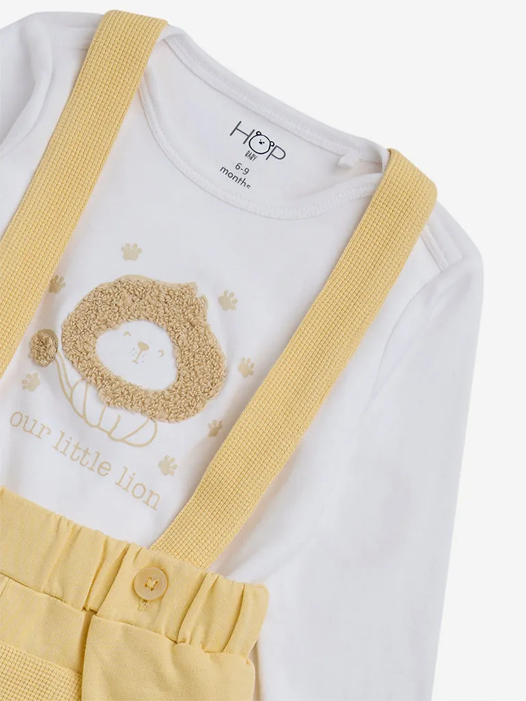 HOP Baby Yellow Animal Design Cotton T-Shirt & Shorts Set