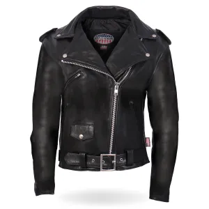 Hot Leathers JKL5004 Ladies Black Premium USA Made Classic Motorcycle Style Leather Biker Jacket