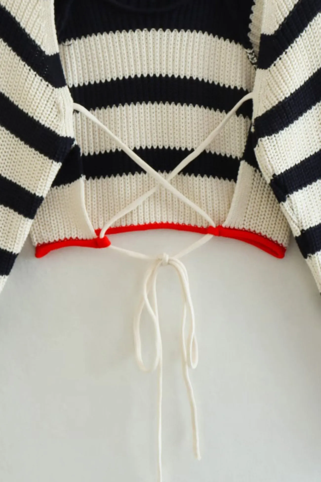 Joskaa Contrast Striped Tie-back Sweater