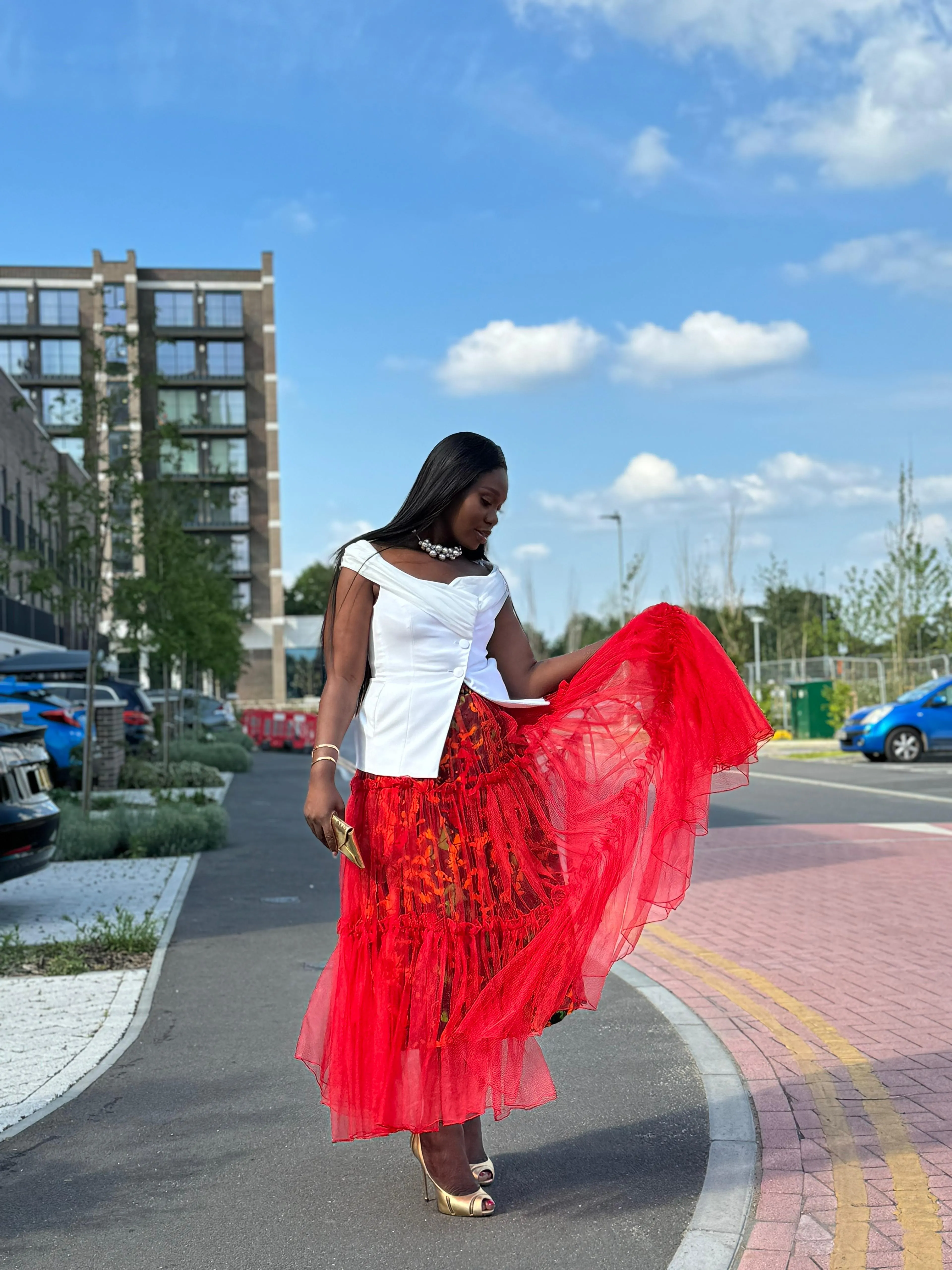 Khosi Ankara Net Skirt - Maxi with Elastic Waist | Amazin Apparels