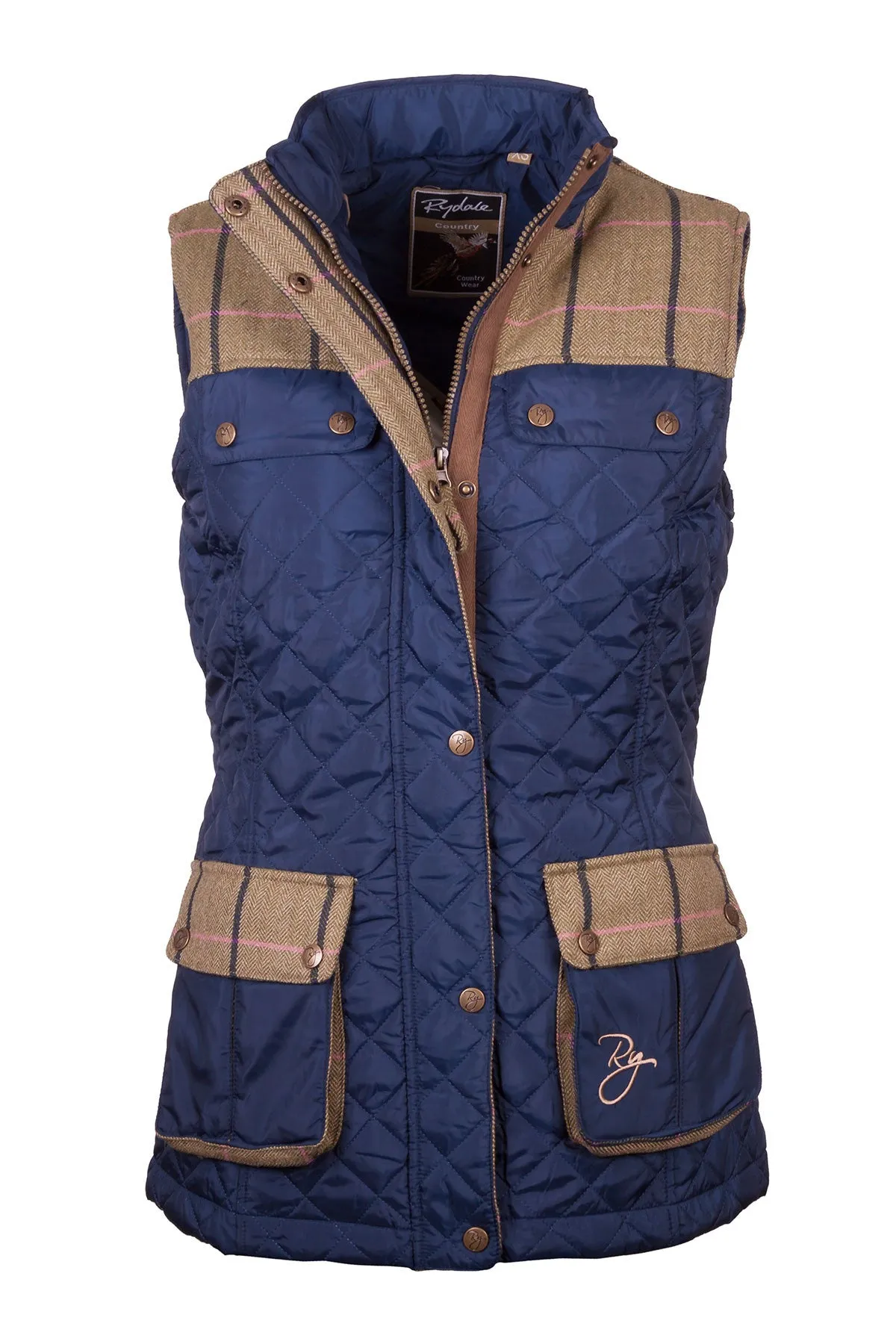 Ladies Tweed Trim Quilted Waistcoat