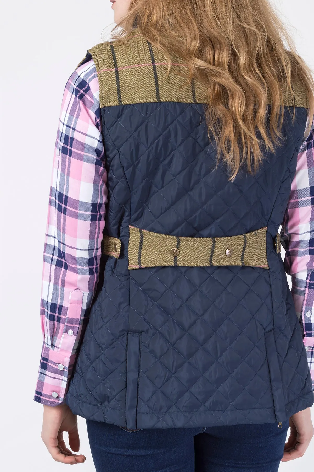 Ladies Tweed Trim Quilted Waistcoat