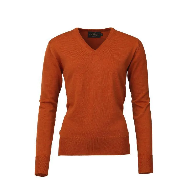 Laksen Essex V-Neck Merino Ladies Jumper - Mandarin