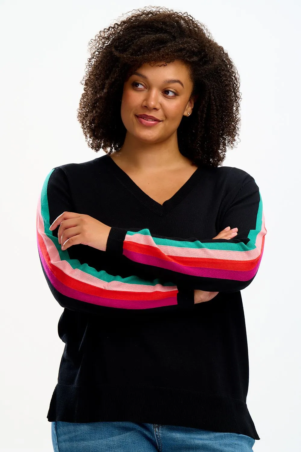 LIBBY V-NECK JUMPER (BLACK)