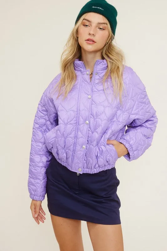 Light Purple Heart Pattern Lightweight Fashion Jacket