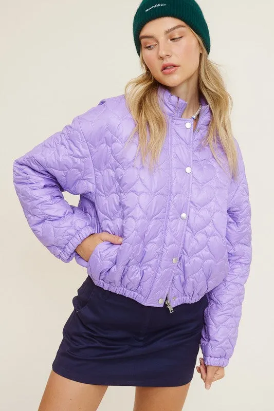 Light Purple Heart Pattern Lightweight Fashion Jacket