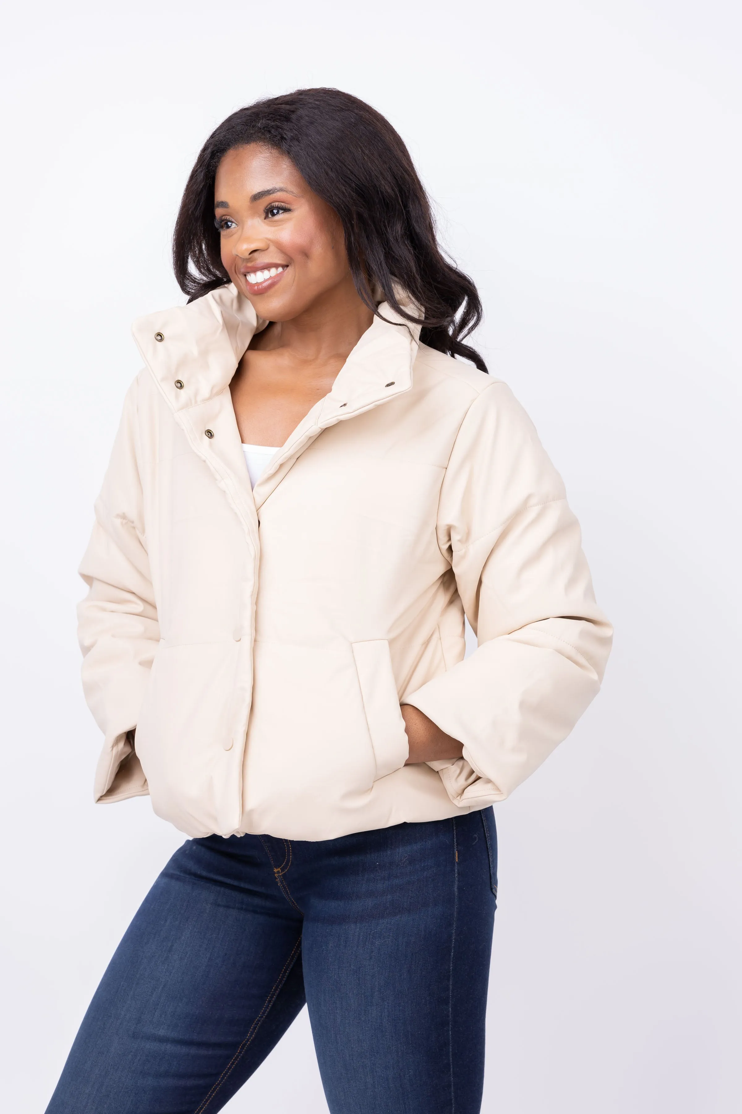 Lilla P Channel Quilted Jacket In Putty