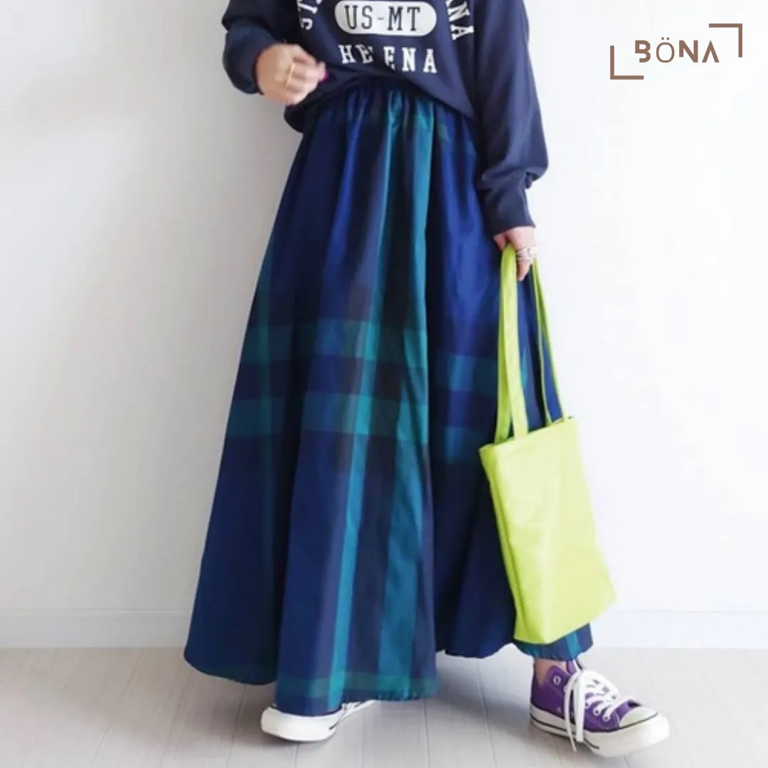 Lowy by Corners 格仔紋喇叭長裙 Check Flare Long Skirt