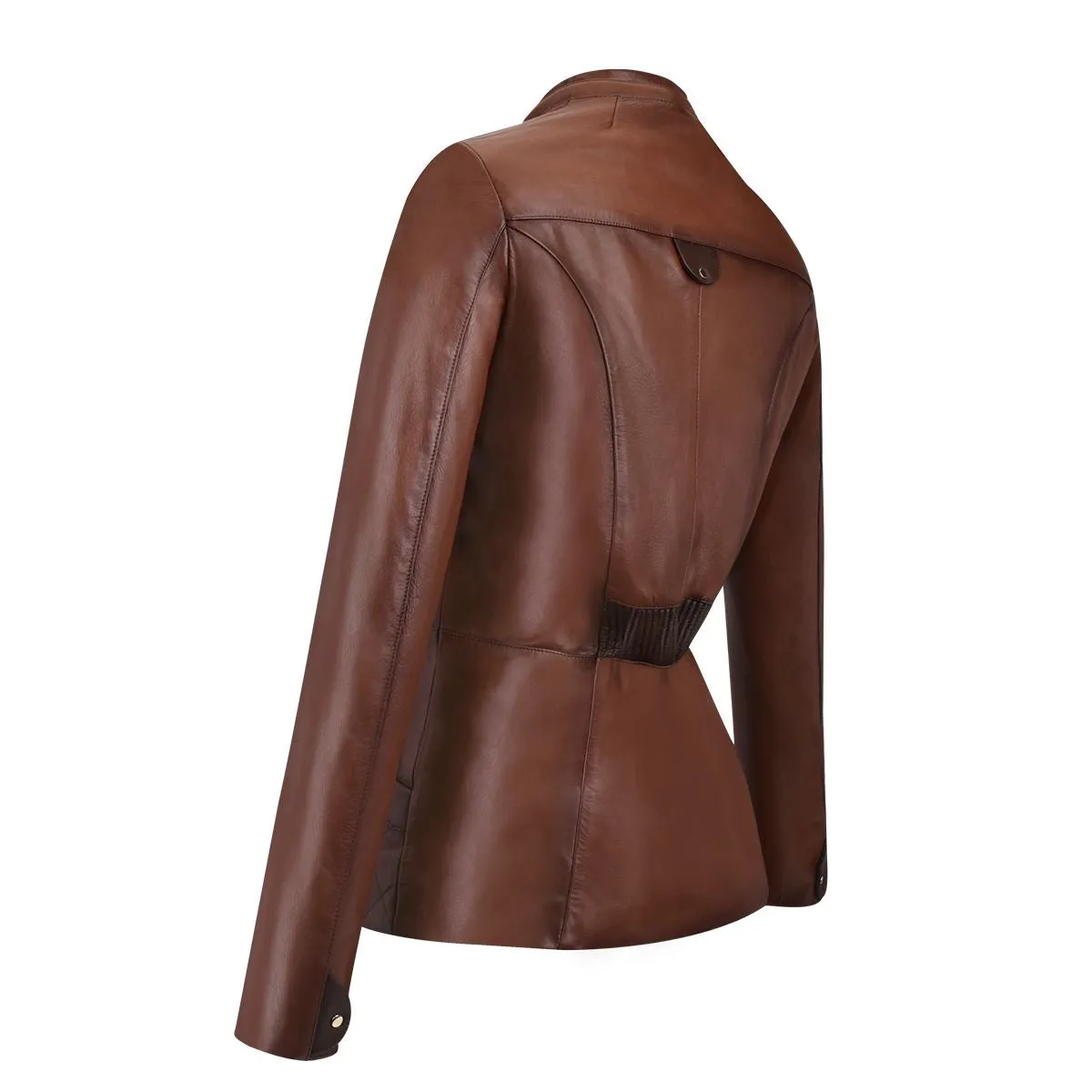 M259COC - Cuadra brown fashion sheepskin quilted parka jacket for women