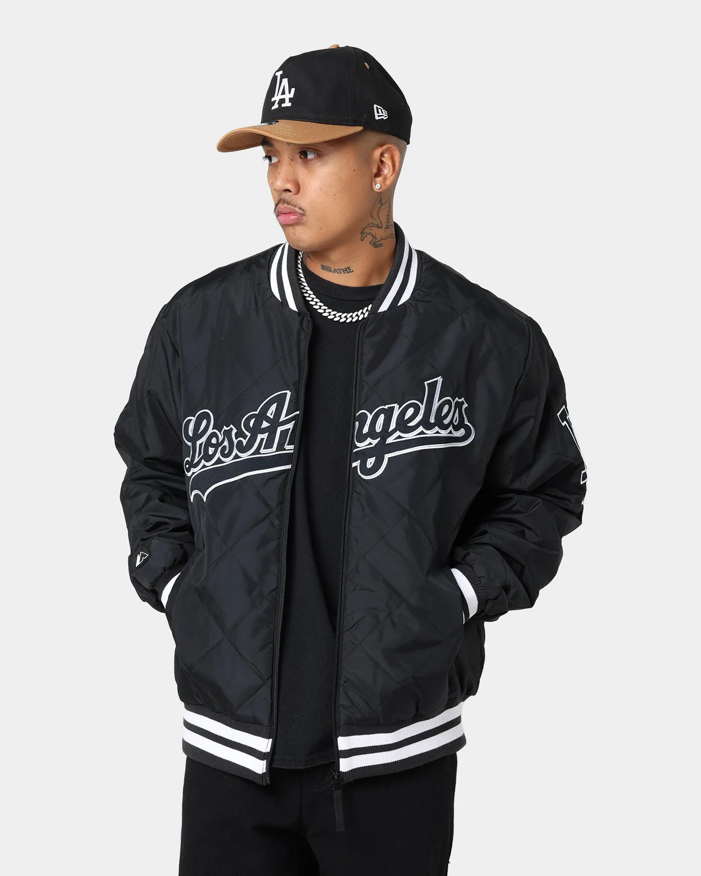 Majestic Athletic Los Angeles Dodgers Tonals Quilt Varsity Jacket Black