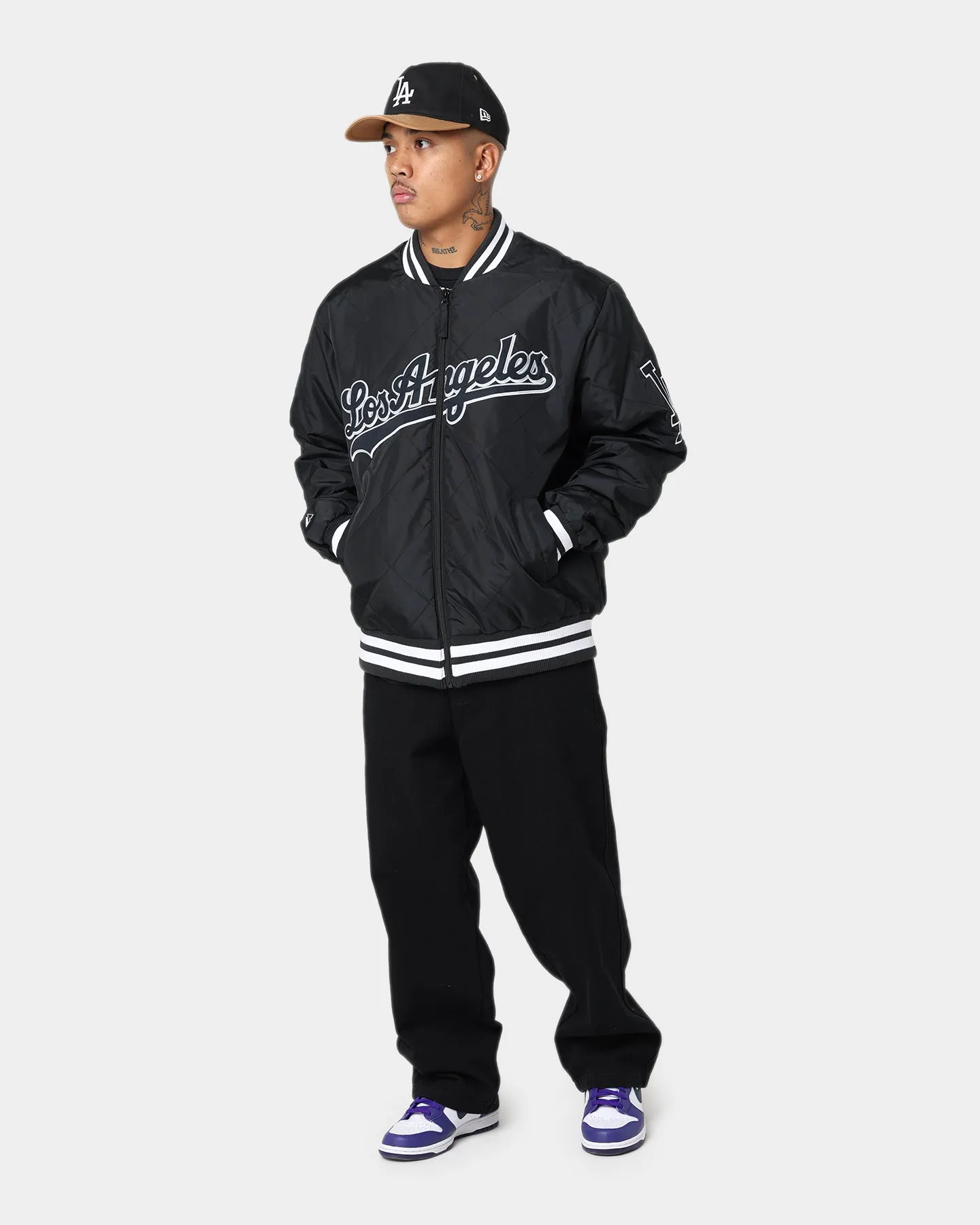 Majestic Athletic Los Angeles Dodgers Tonals Quilt Varsity Jacket Black