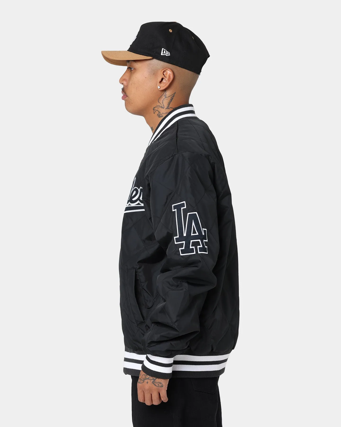 Majestic Athletic Los Angeles Dodgers Tonals Quilt Varsity Jacket Black