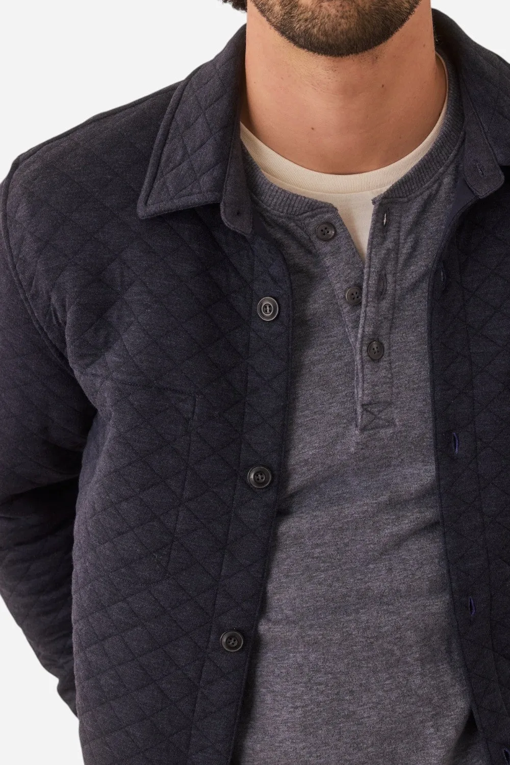 Marine Layer Corbet Quilted Overshirt in Navy