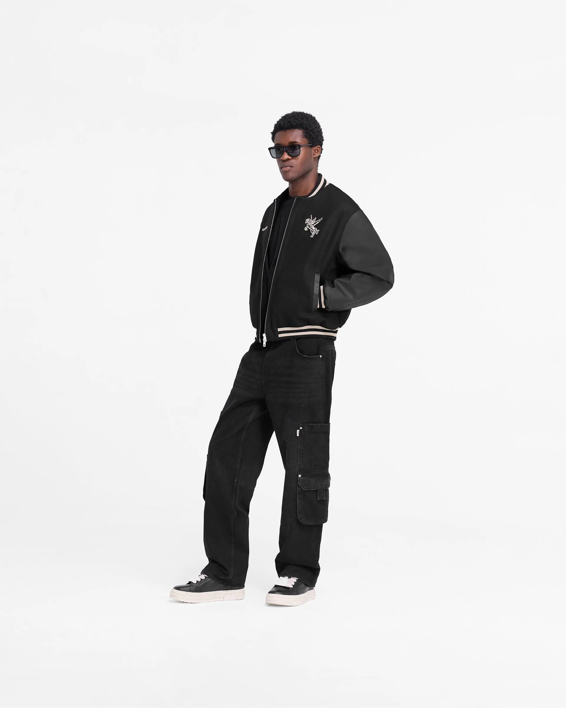 Mascot Wool Varsity Jacket - Jet Black