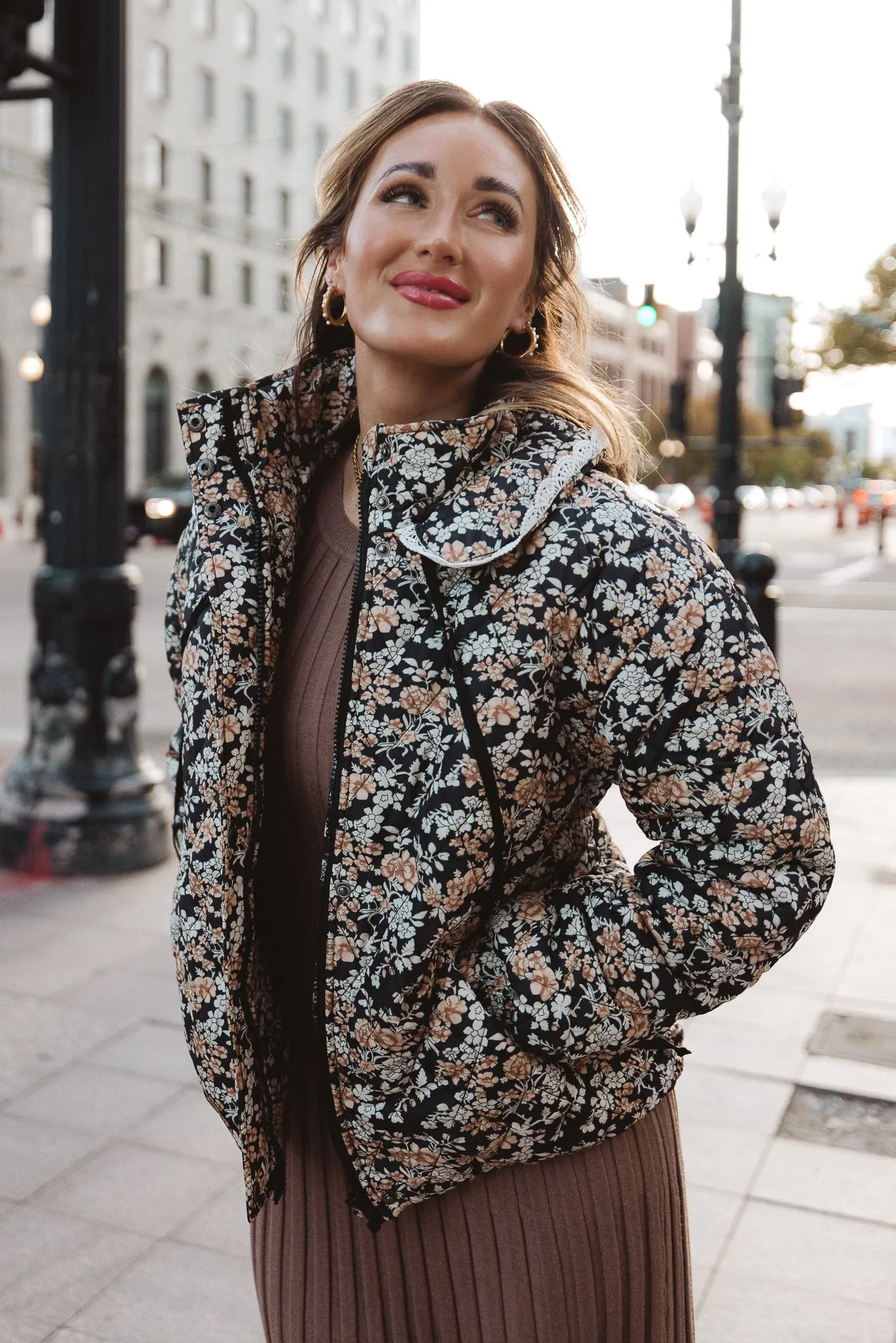 McKenna Quilted Jacket in Floral - FINAL SALE