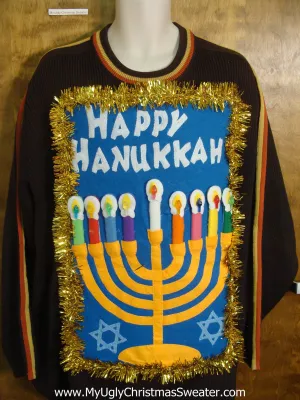 Mens Happy Hanukkah Pullover with Garland