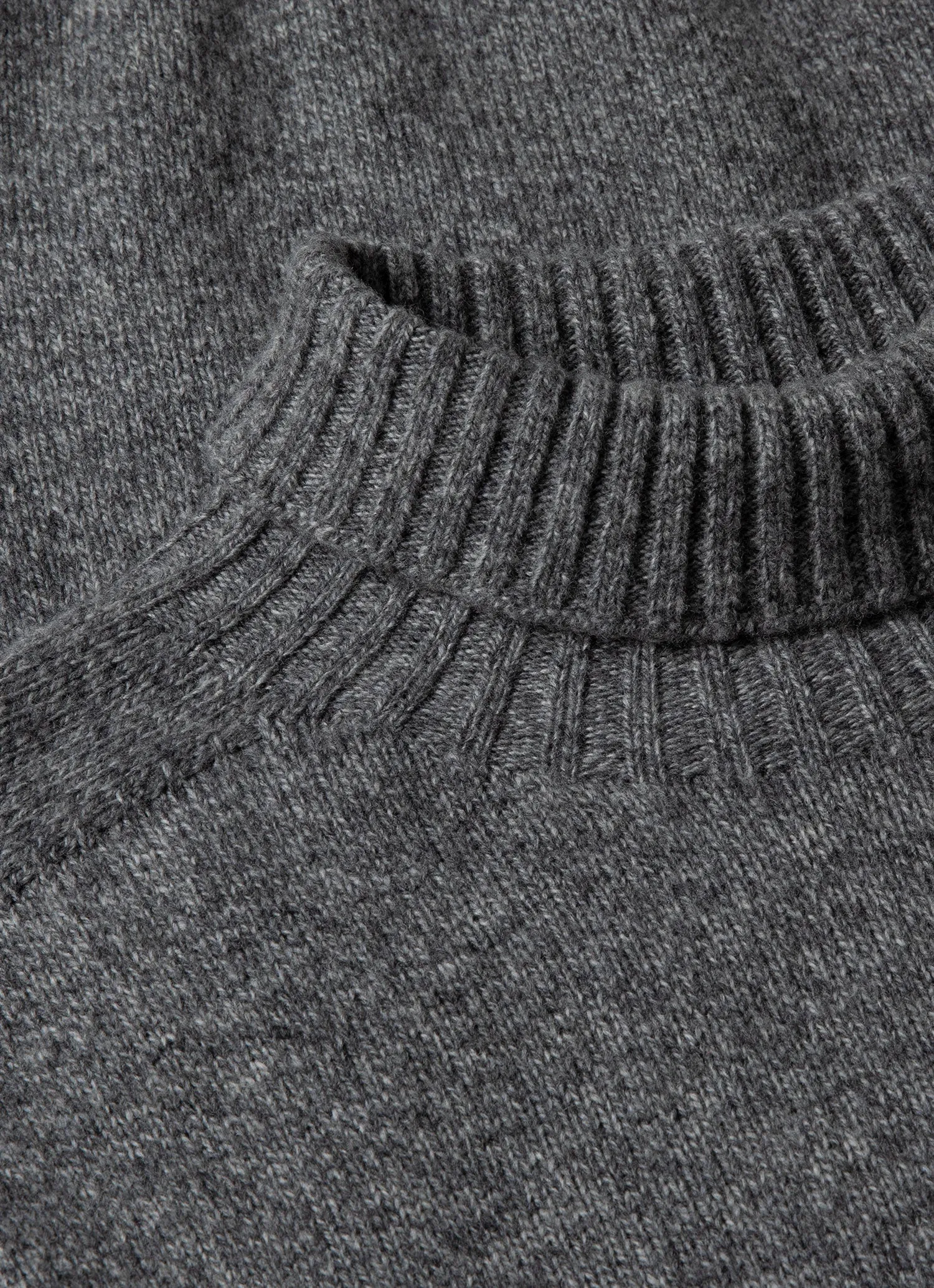 Men's Lambswool Roll Neck in Mid Grey Melange