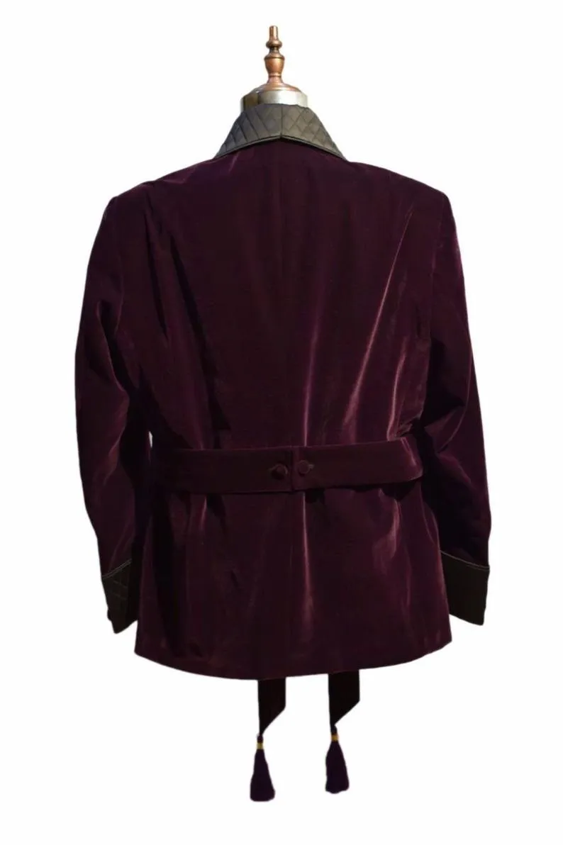 Mens Quilted Jacket Purple Velvet Jacket Dinner Party Wear Blazers Coats