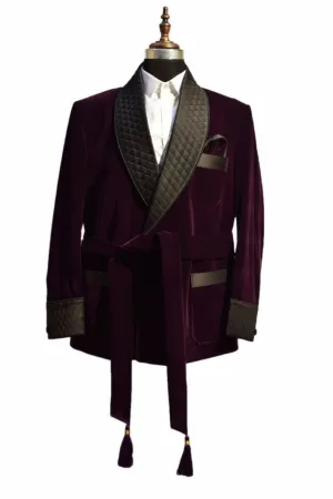 Mens Quilted Jacket Purple Velvet Jacket Dinner Party Wear Blazers Coats