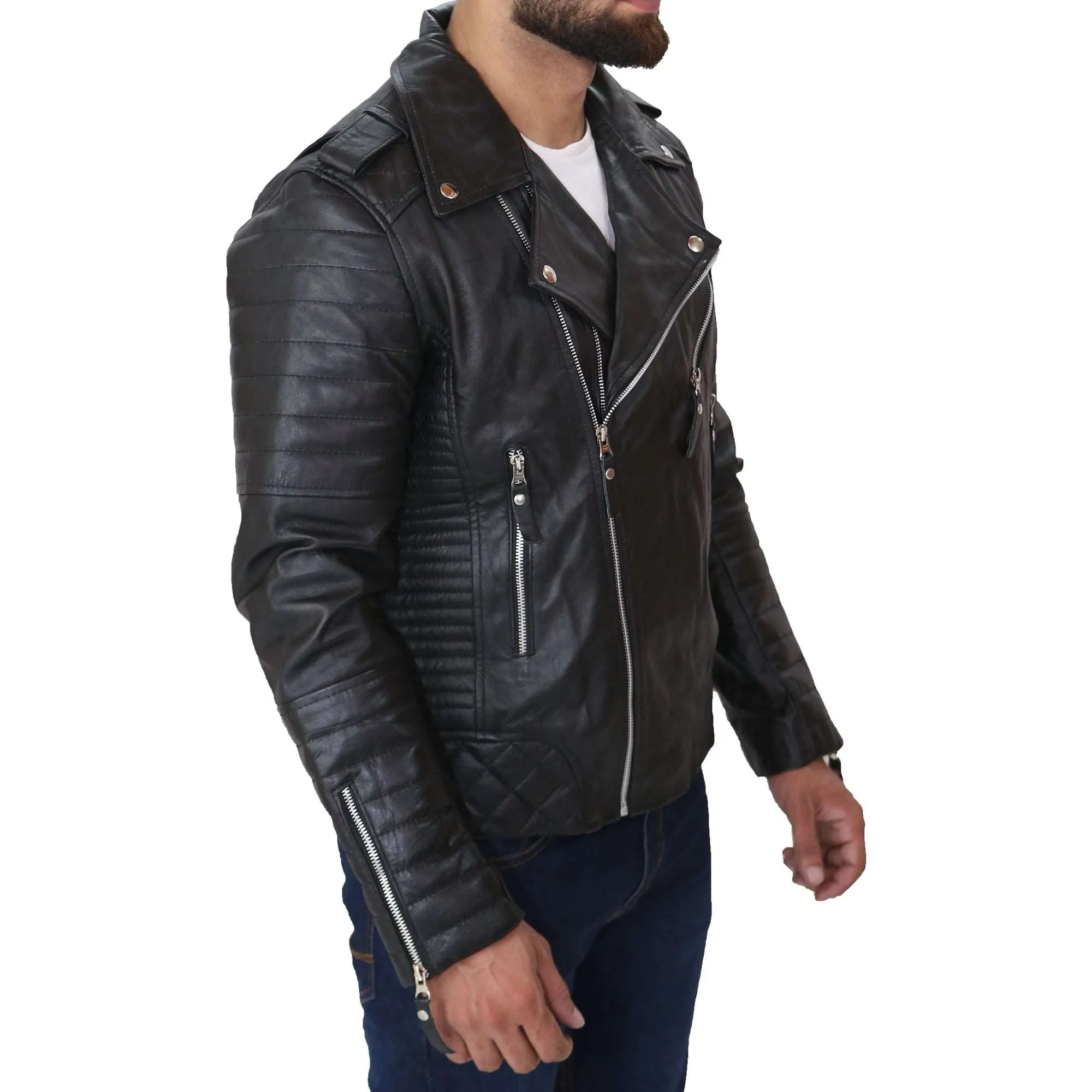 Men's Quilted Leather Jacket