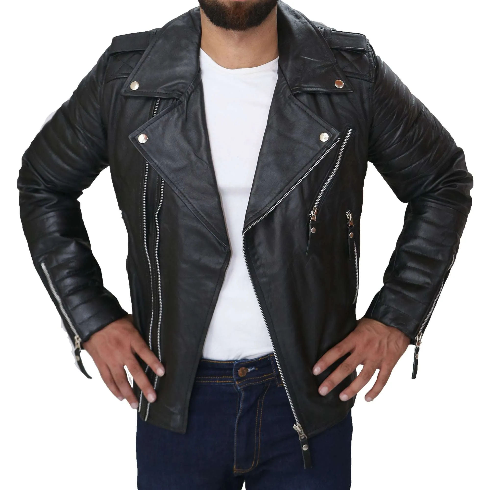 Men's Quilted Leather Jacket