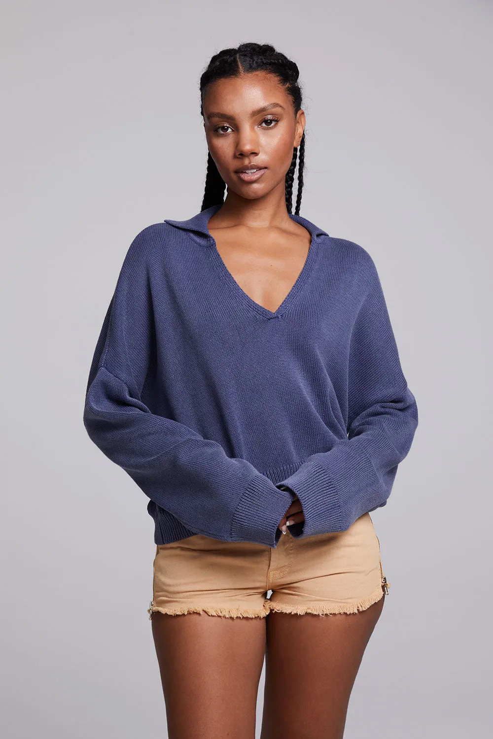 Mercury Washed Indigo Crop Pullover