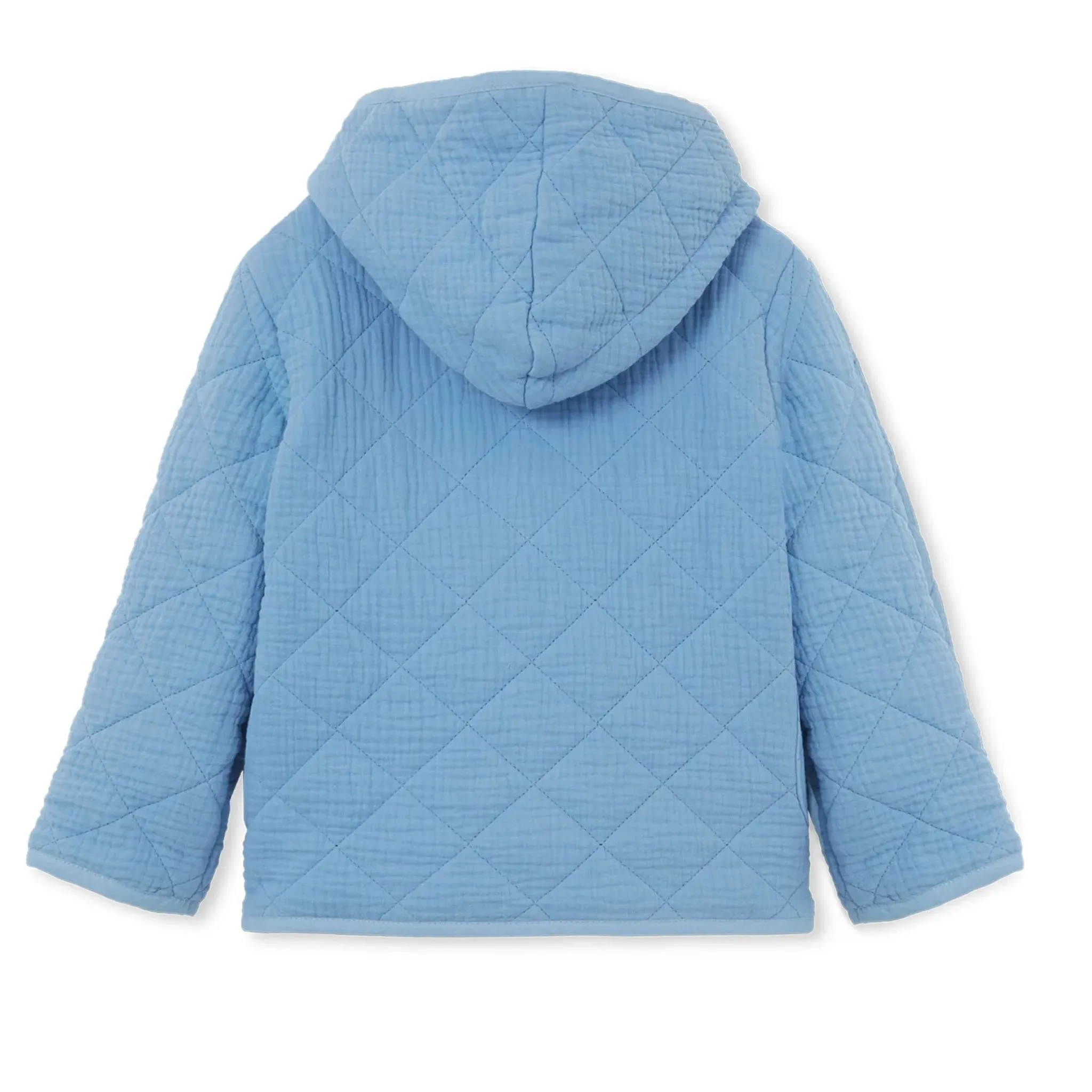 Milky Cornflower Quilted Button Jacket