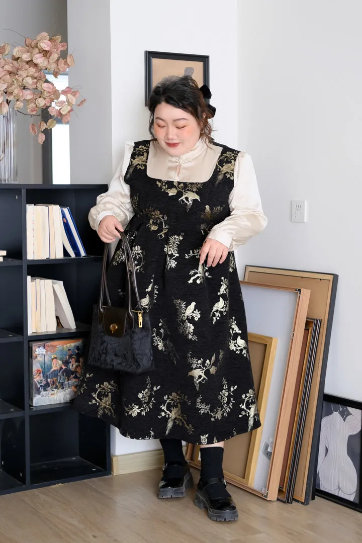 Ming Qing 鸣禽 Songbird New Chinese Style Plus Size Brocaded Jumper Dress