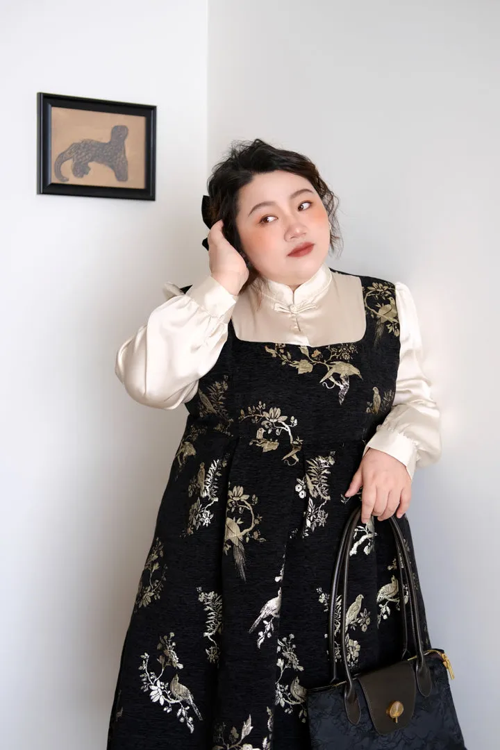 Ming Qing 鸣禽 Songbird New Chinese Style Plus Size Brocaded Jumper Dress