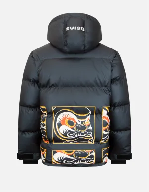 Multi-Daruma Print Down Jacket