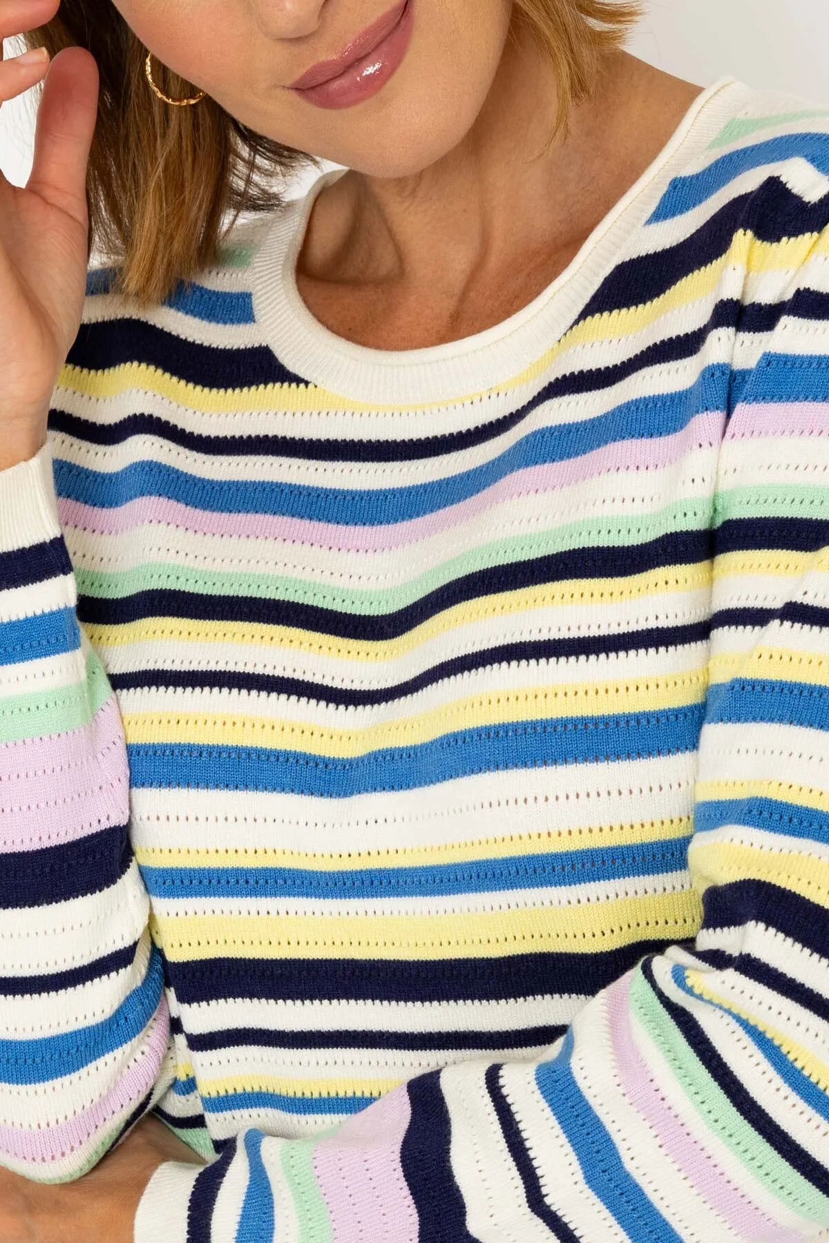 Multicolour Stripe Crew Neck Jumper