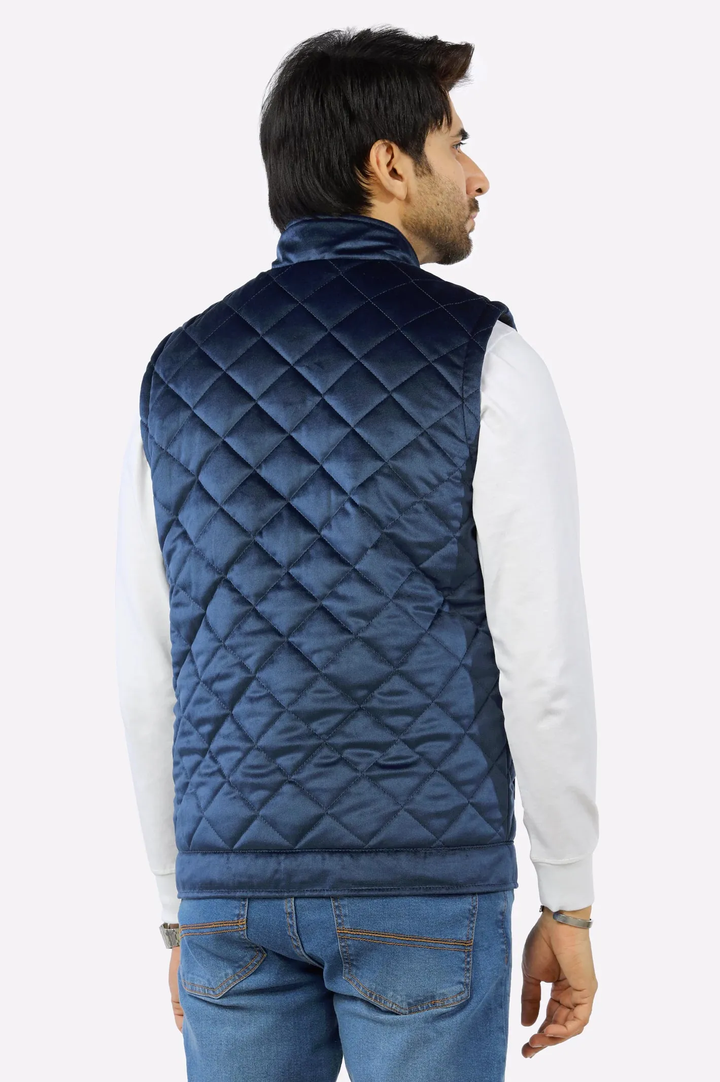 Navy Blue Quilted Puffer Vest for Mens