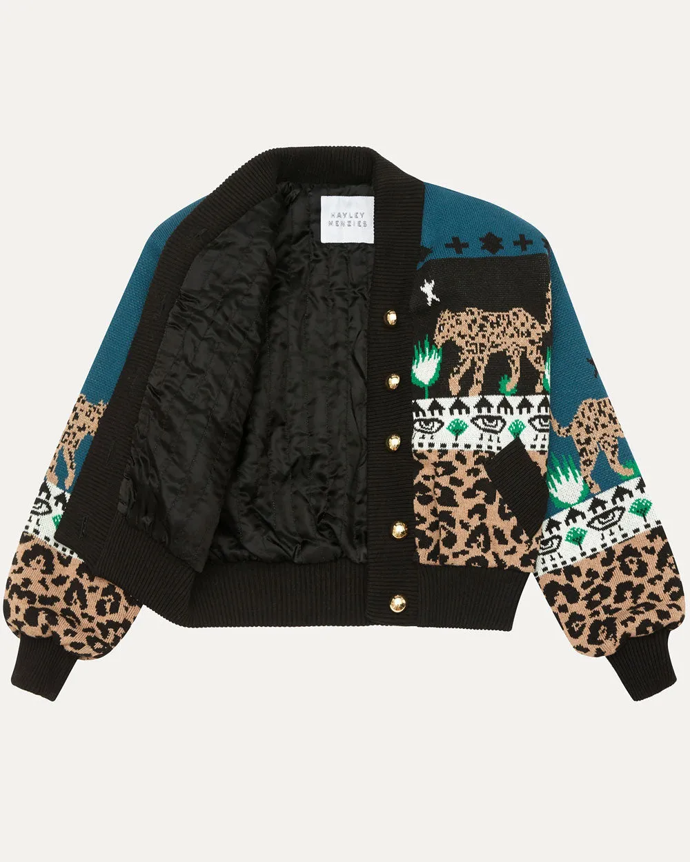 Navy Leopardess Bomber Jacket