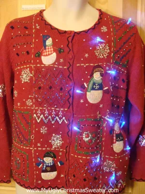 Need to Buy Christmas Sweaters? Light Up Red Cardigan with Bling