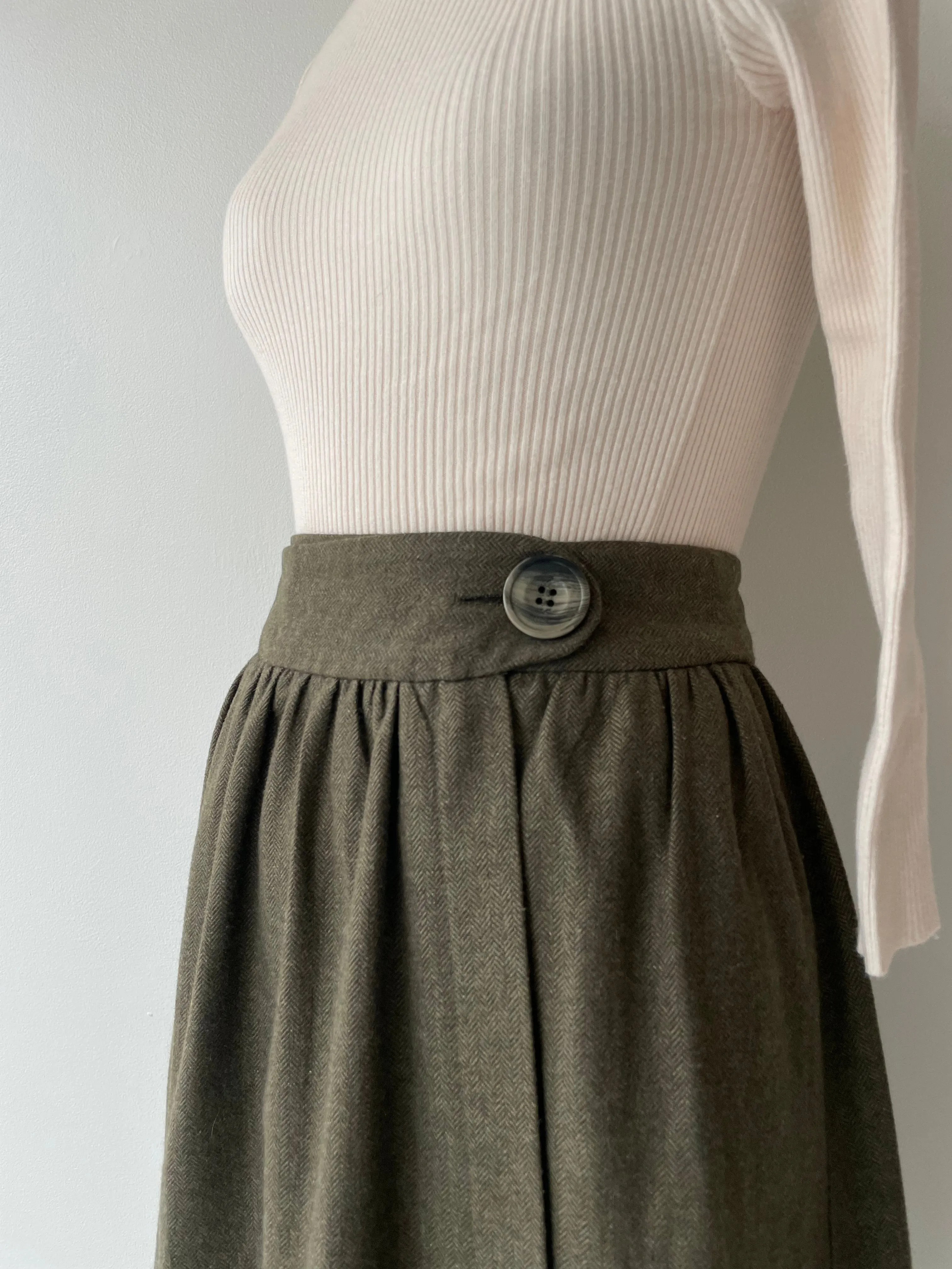 Olive Wrap Skirt | 1970s