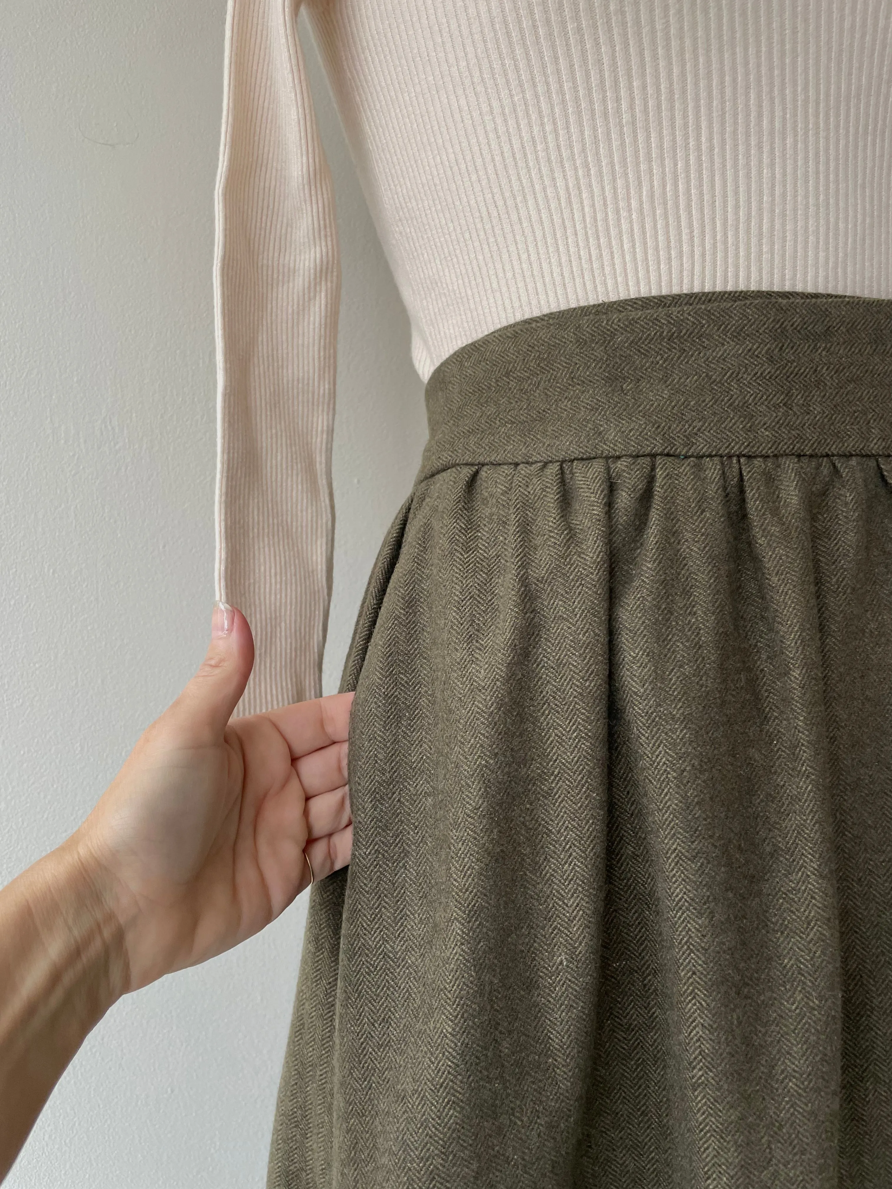 Olive Wrap Skirt | 1970s