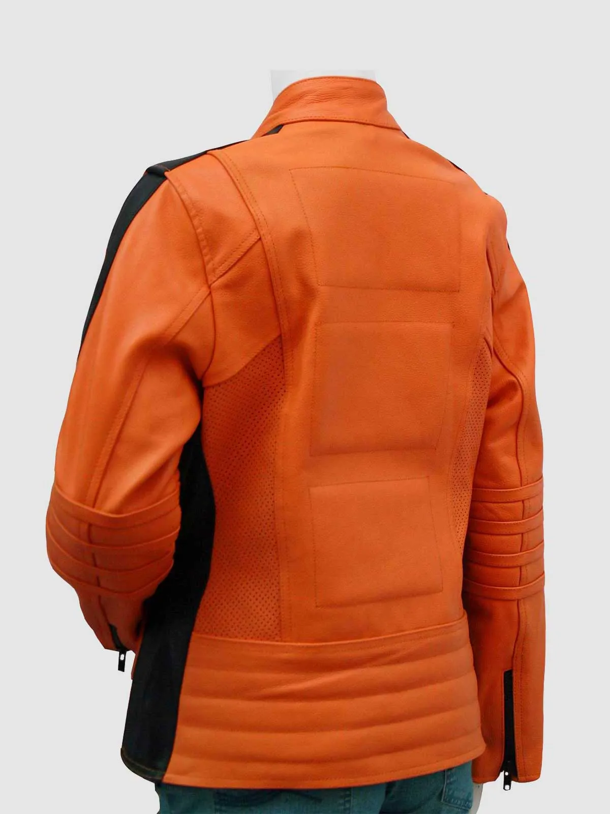 Orange Biker Leather Jacket