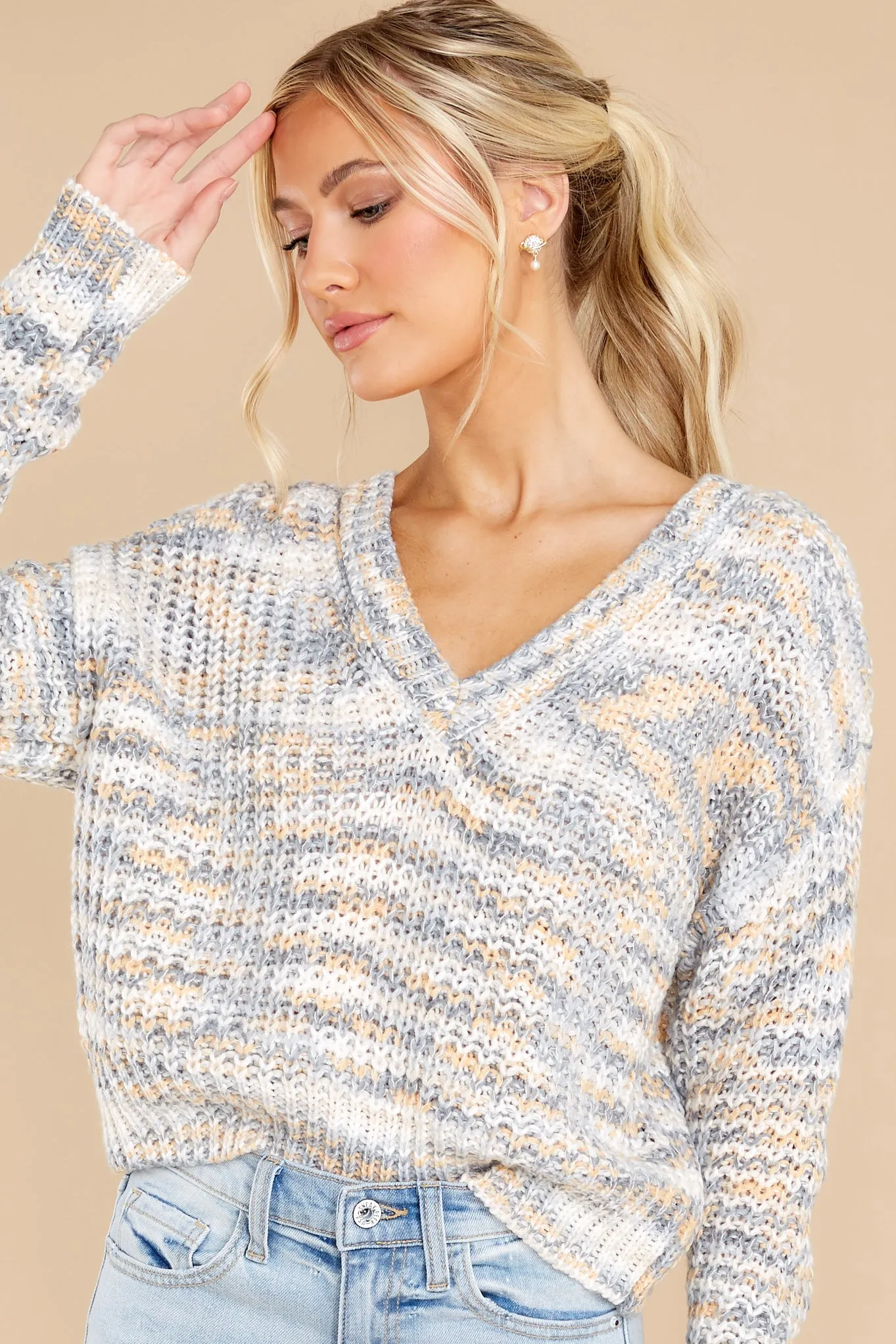 Over The Moon Dusty Blue Multi Sweater