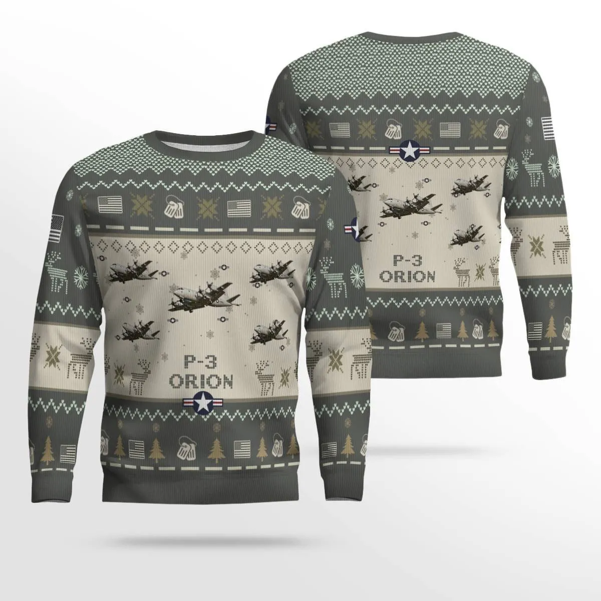 P-3 Orion Version 2_Aircraft Ugly Sweater, Ugly Sweater Christmas Shirt for Men Dad Veteran