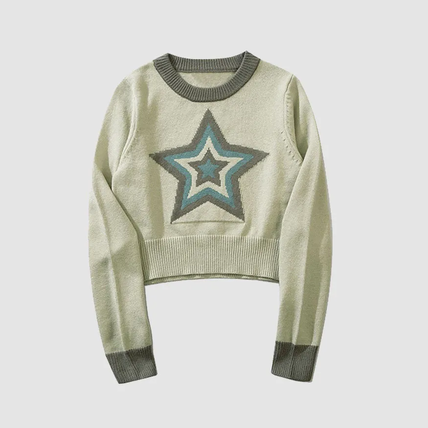 Pentagram Jacquard Cropped Sweater