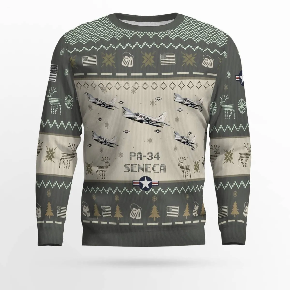 Piper PA-34 Seneca PA34 Aircraft Ugly Sweater, Ugly Sweater Christmas Shirt for Men Dad Veteran