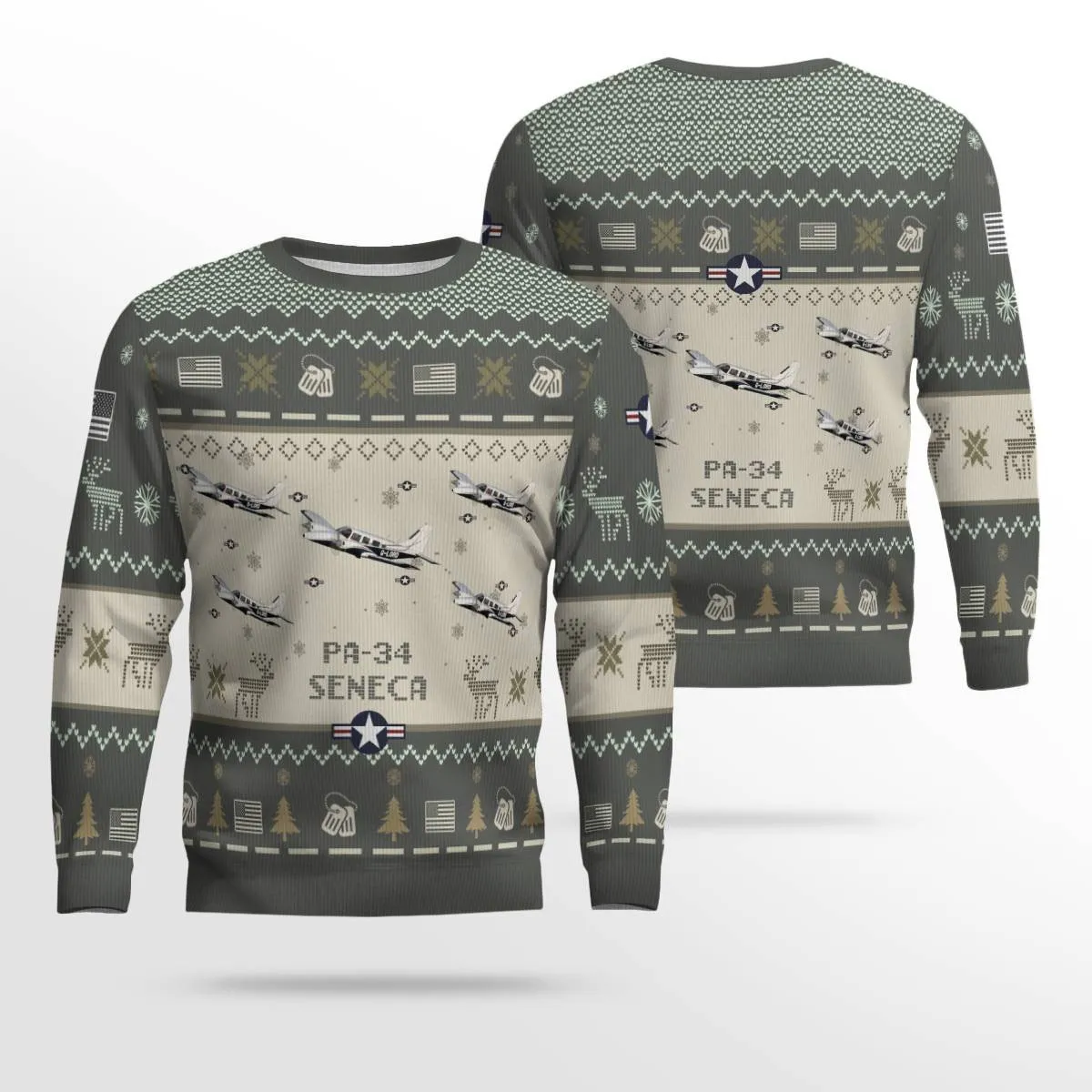 Piper PA-34 Seneca PA34 Aircraft Ugly Sweater, Ugly Sweater Christmas Shirt for Men Dad Veteran