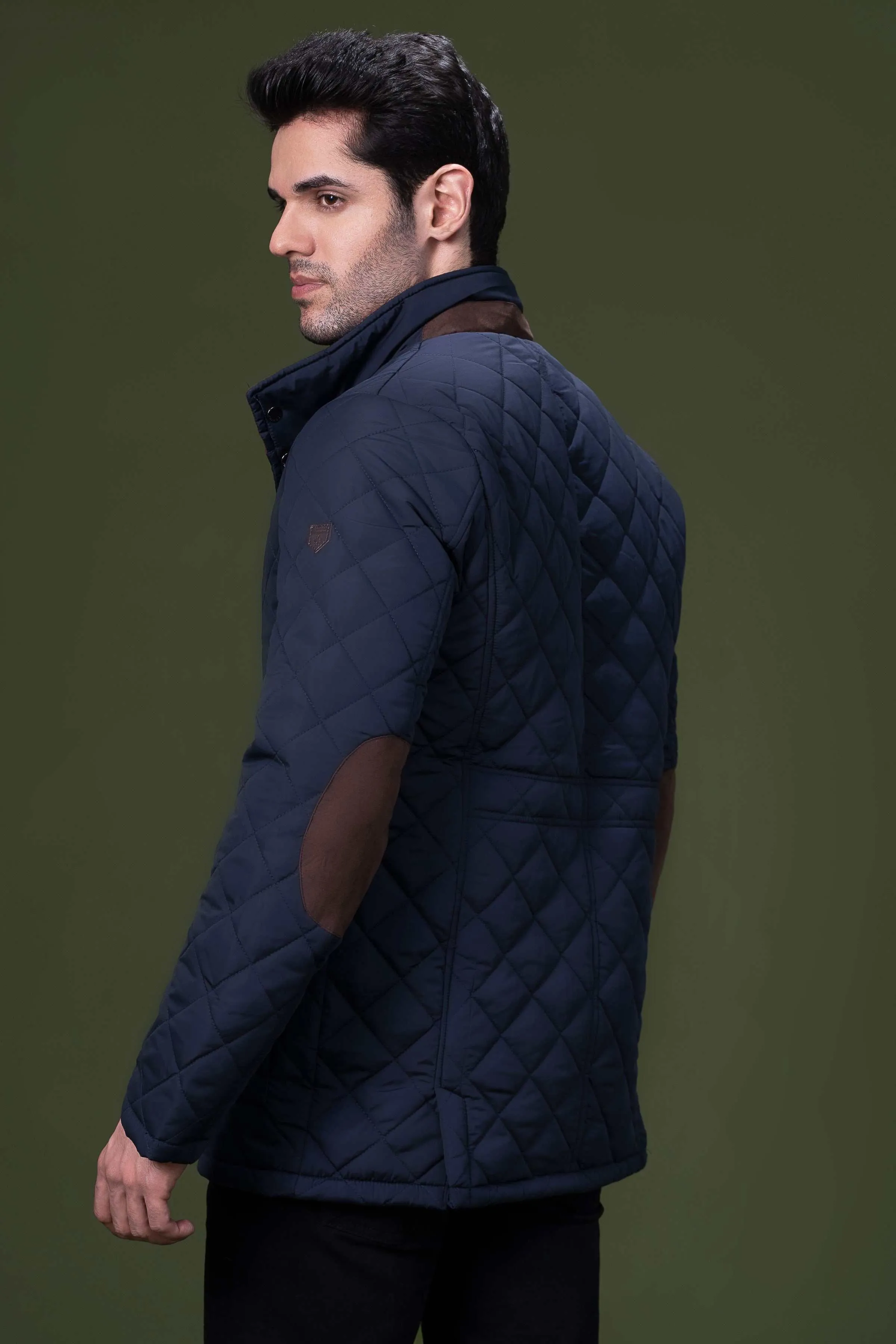 QUILTED LONG JACKET NAVY