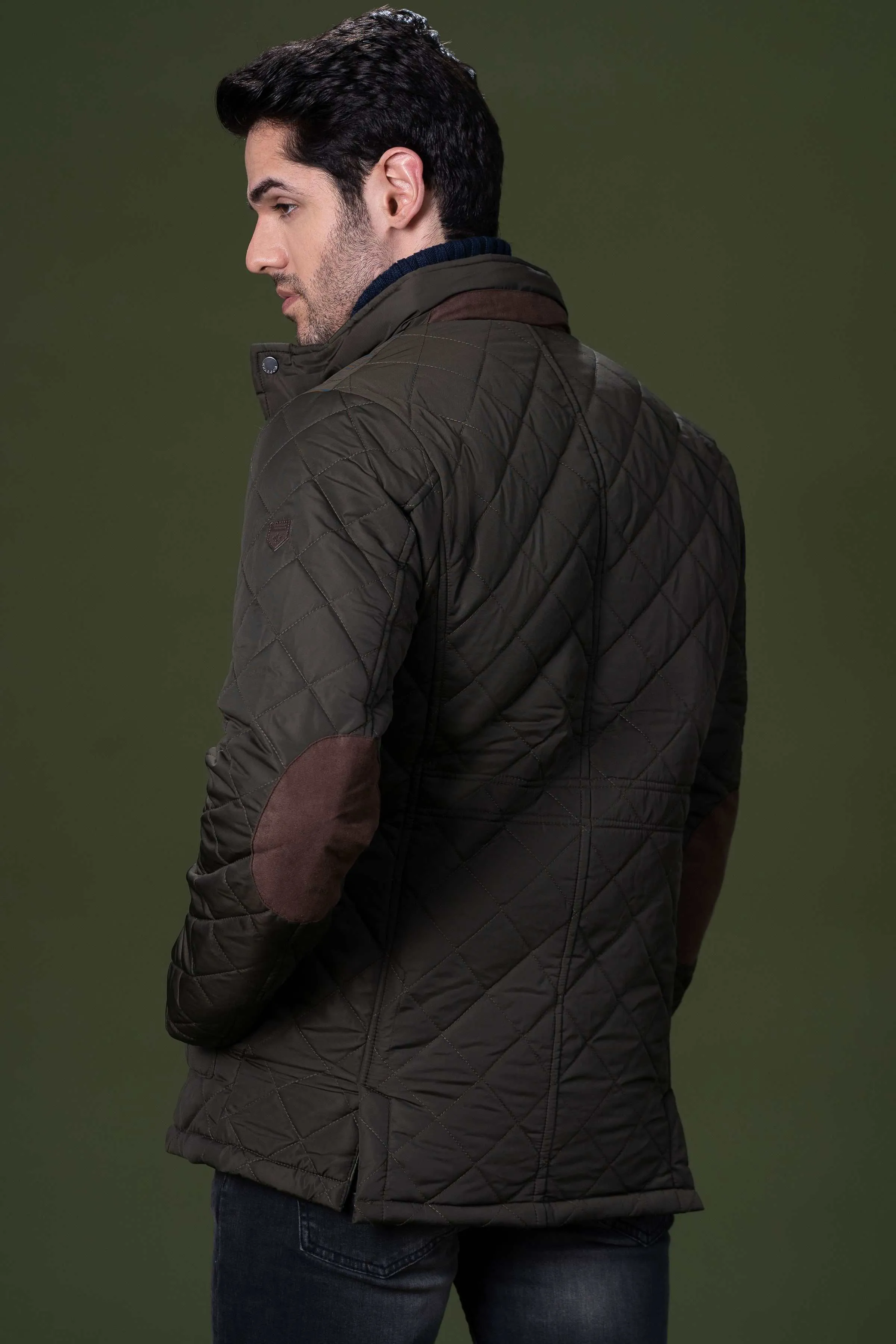 QUILTED LONG JACKET OLIVE