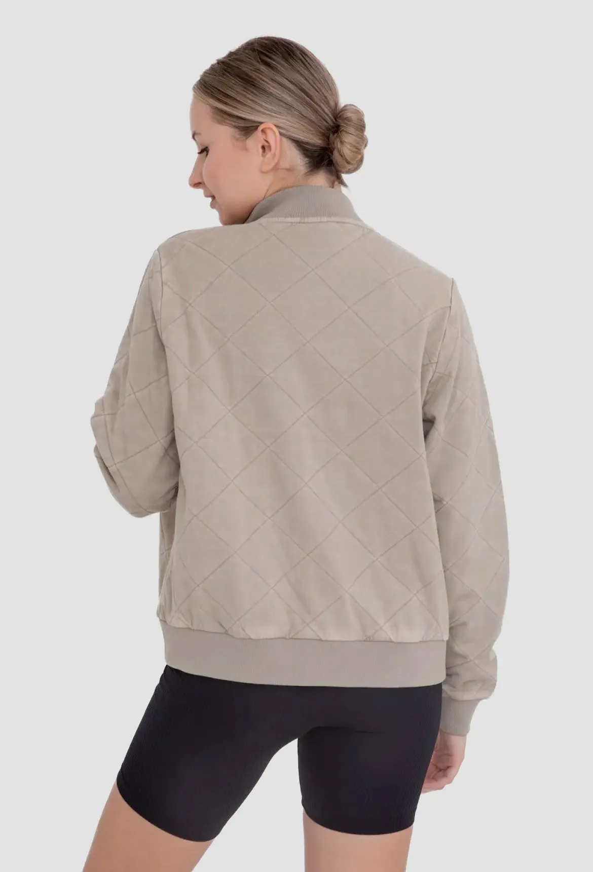 Quilted Mineral-Wash Bomber Jacket