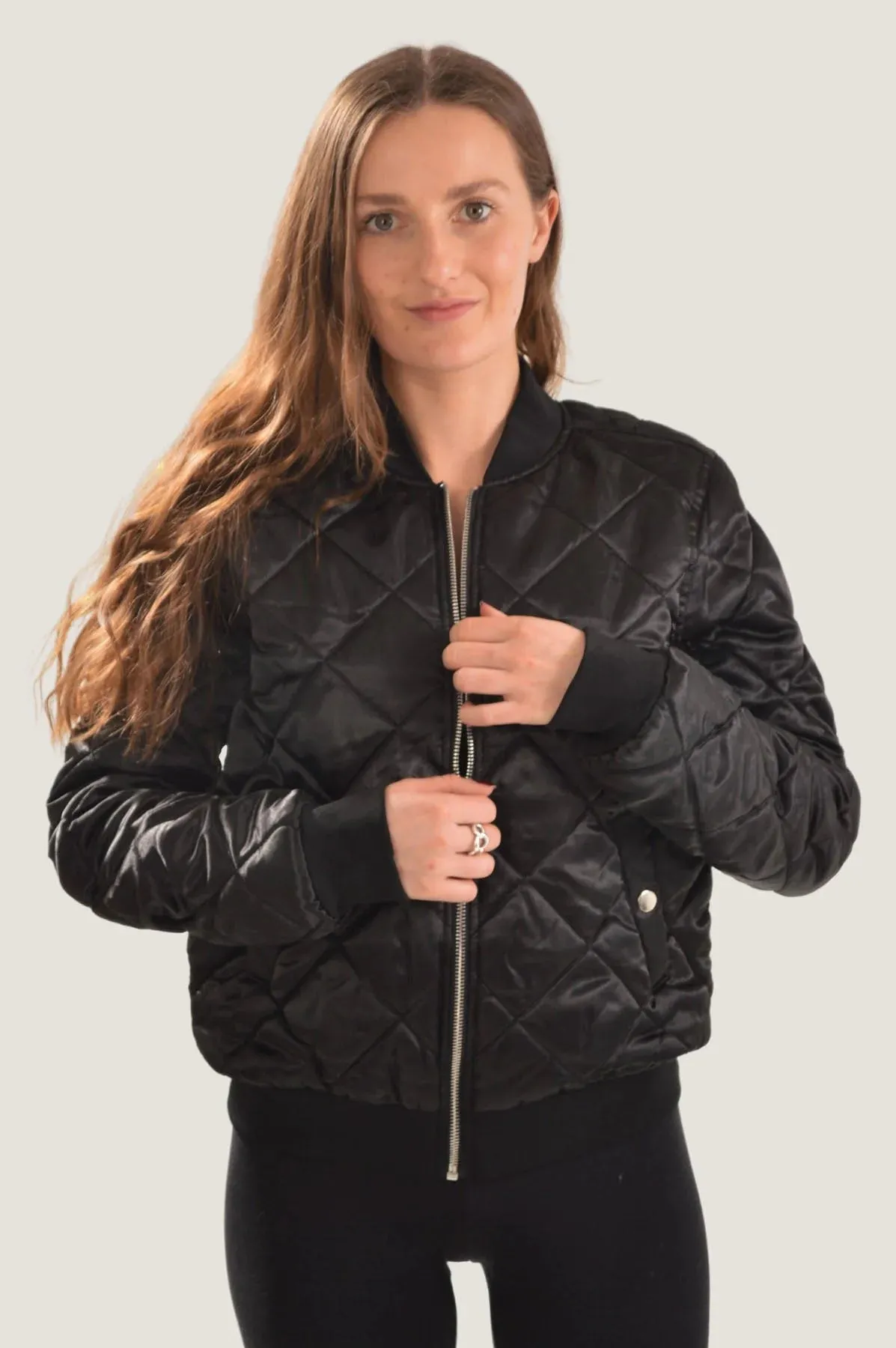 Quilted Satin Bomber Jacket