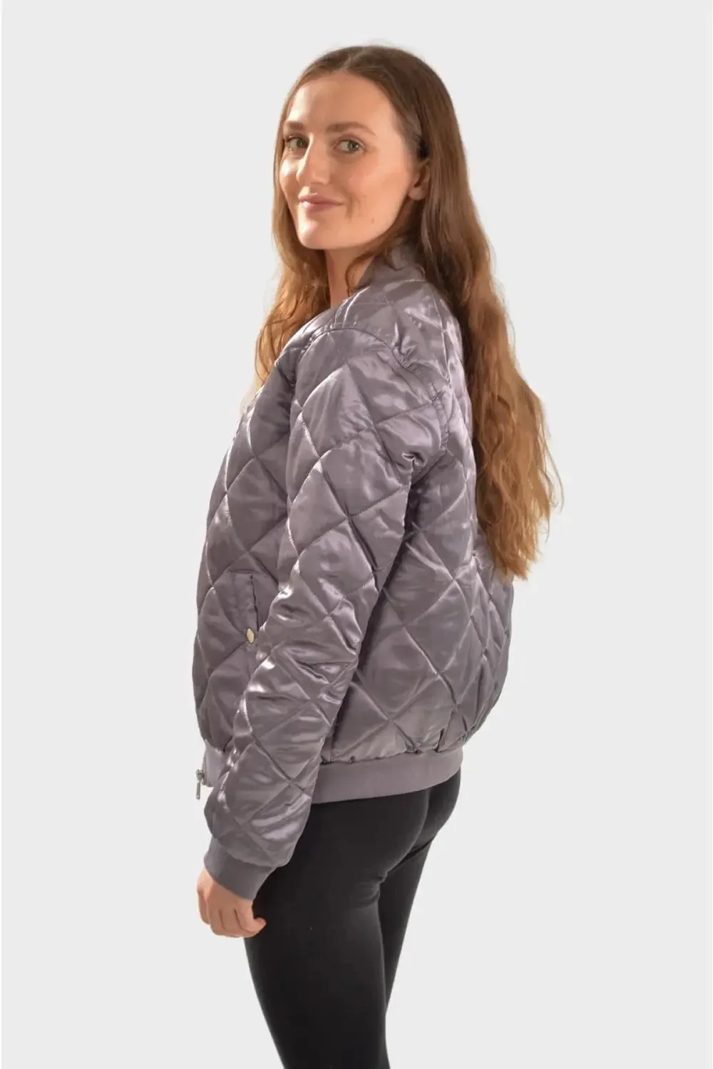 Quilted Satin Bomber Jacket