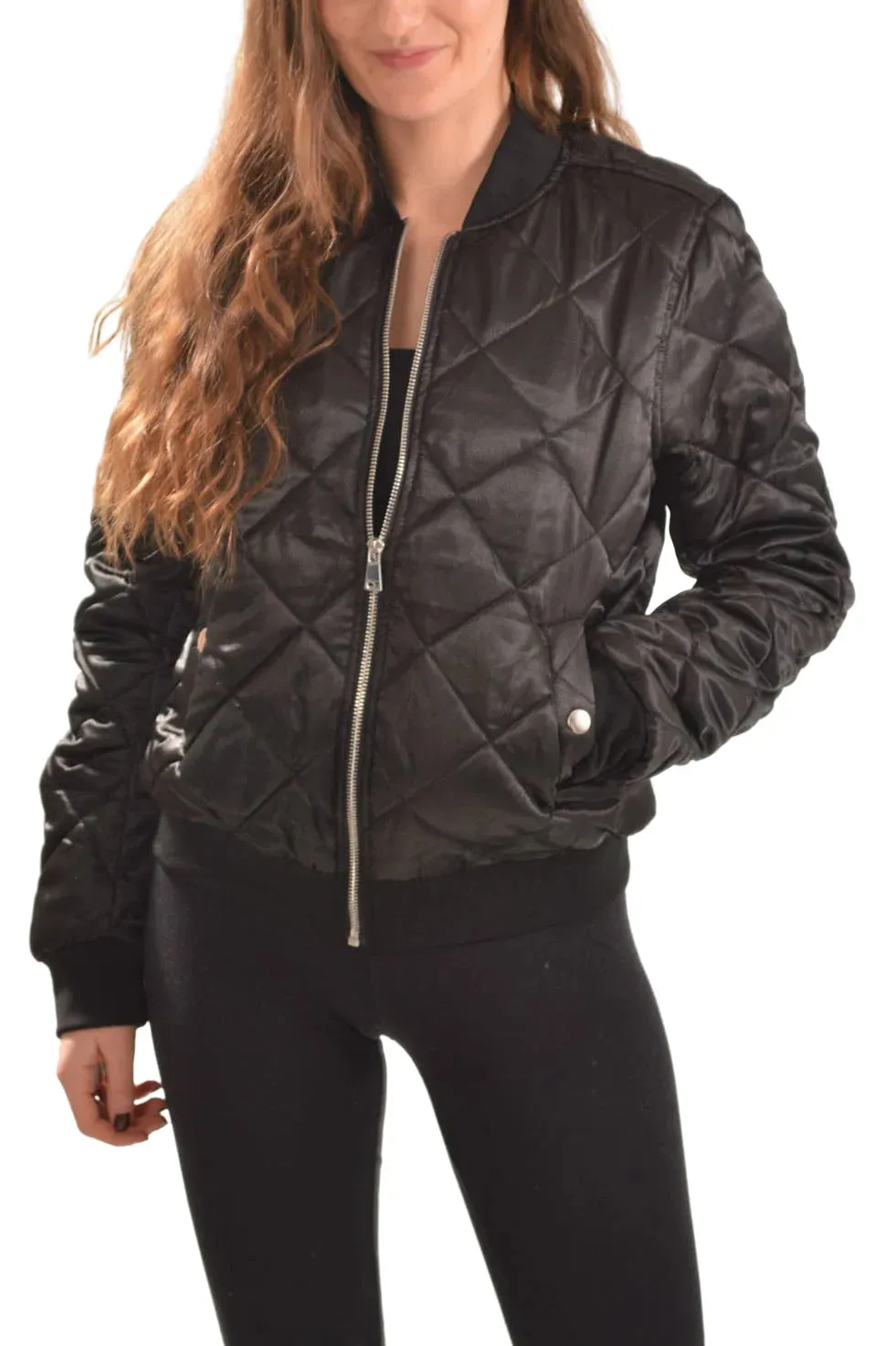 Quilted Satin Bomber Jacket